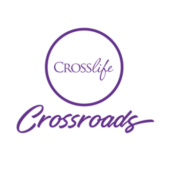 Purple Crosslife Crossroads logo featuring the word “Crosslife” inside a circle and “Crossroads” in script below.